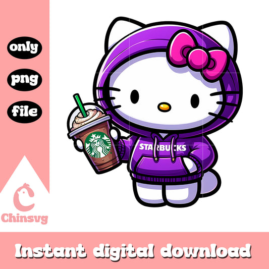 Cute kitty drink starbucks png, hello kitty character png