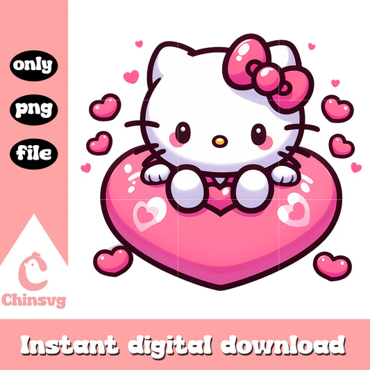 Cute kitty heart valentine png, valentines png, heart png