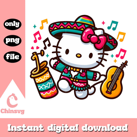 Cute kitty love music png, mexico festival png, sanrio character png