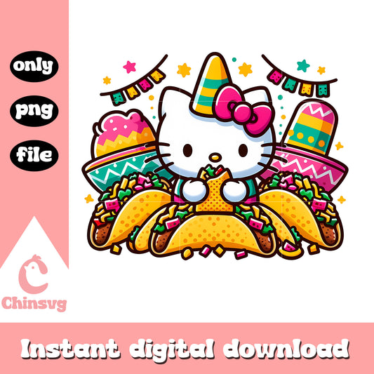 Cute kitty love tacot png, mexico food png, sanrio character png
