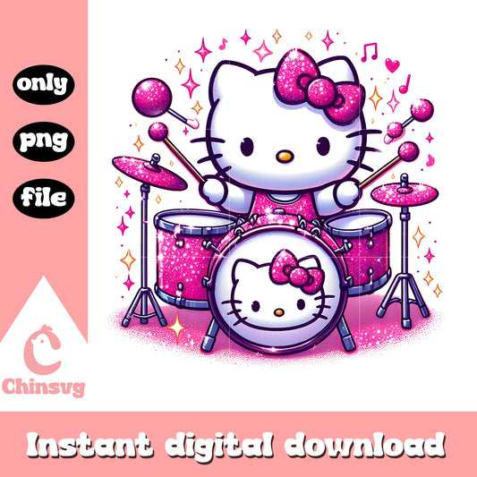 Cute kitty play drum png, hello kitty png, sanrio png