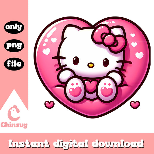 Cute kitty sweet heart design png, valentines png, heart png