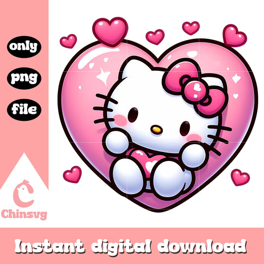 Cute kitty sweet valentine day png, valentines png, heart png