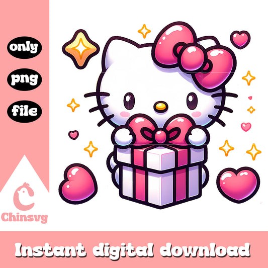 Cute kitty valentine gift png, hello kitty png, valentine day png