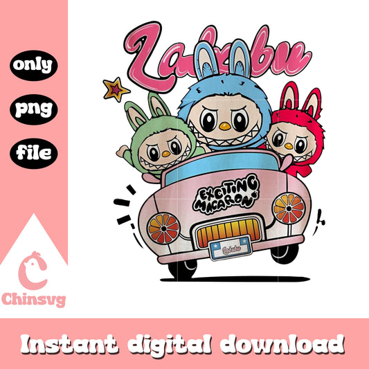 Cute labubu car doll design png, labubu decorations png