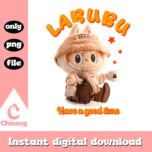 Cute labubu classic have a good time drawing png, labubu toy png