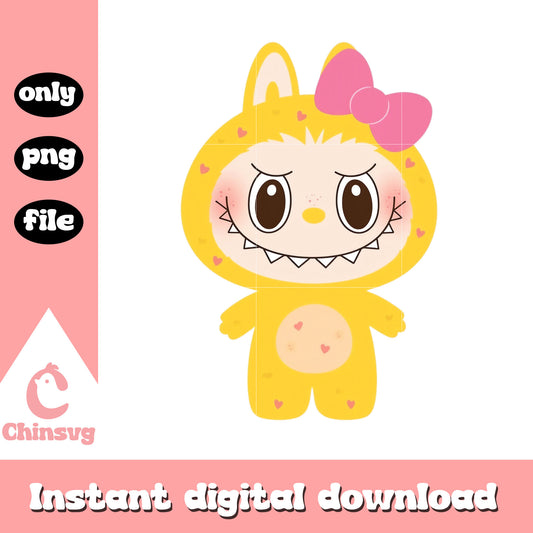 Cute labubu coquette bow doll png, labubu art png, labubu toy png