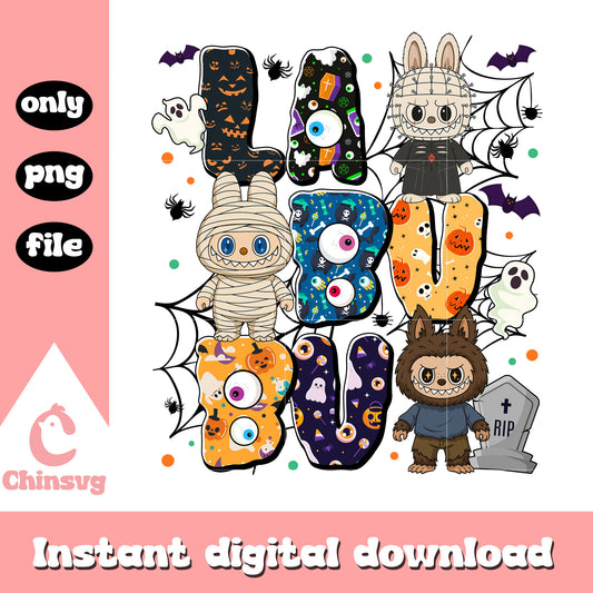 Cute labubu cosplay on halloween png, cute labubu png, horror halloween png
