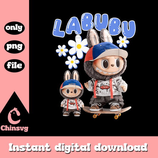 Cute labubu flower design png, labubu drawing png, labubu toy png