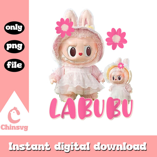 Cute labubu pink lover drawing design png, baby labubu png