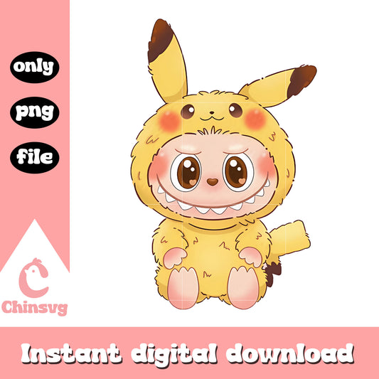 Cute labubu pokemon design png, pikachu pokemon png, labubu png