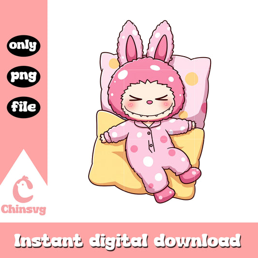Cute labubu sleeping design png, labubu png, labubu drawing png