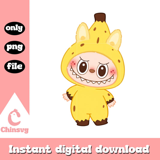 Cute labubu yellow color design png, yellow labubu png