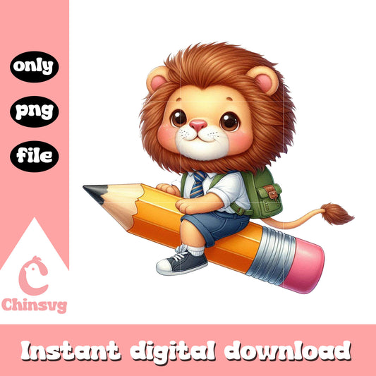 Cute lion drive pencil go to school png, central high school png