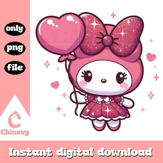 Cute melody happy valentine day png, valentine png, sanrio png