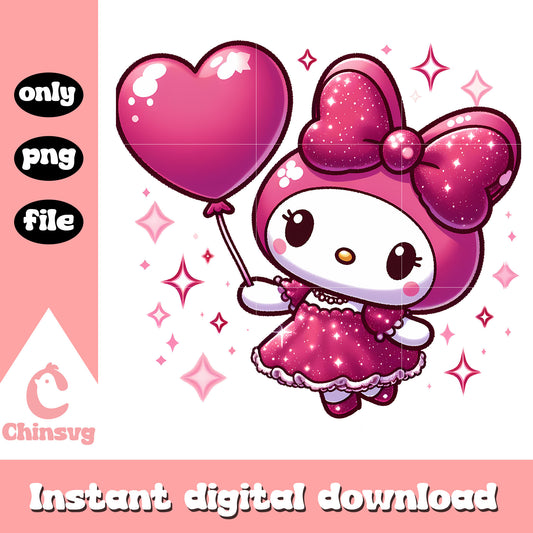 Cute melody valentine day png, valentine png, my melody png