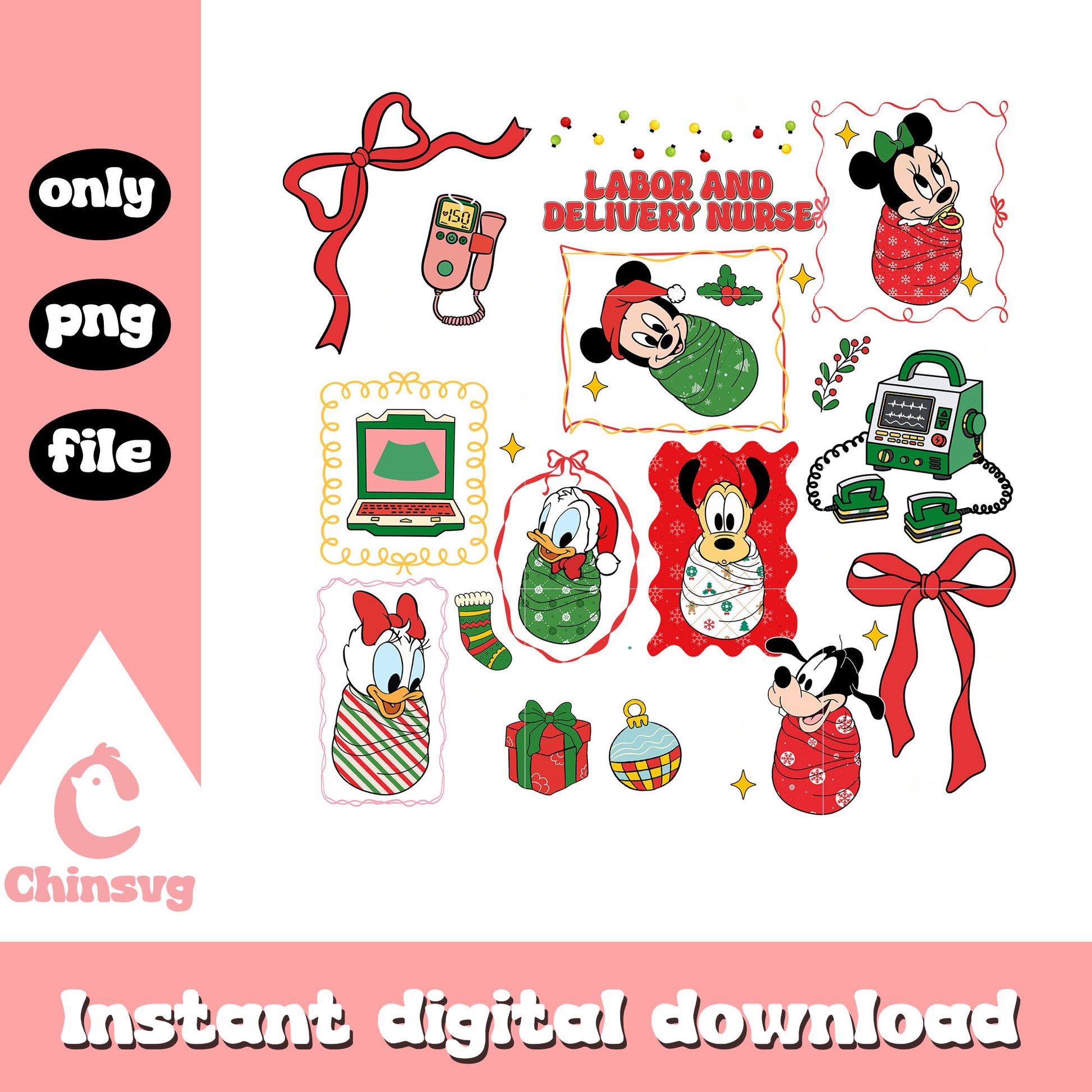 Cute mickey christmas baby png, disney christmas​​​​​​ png