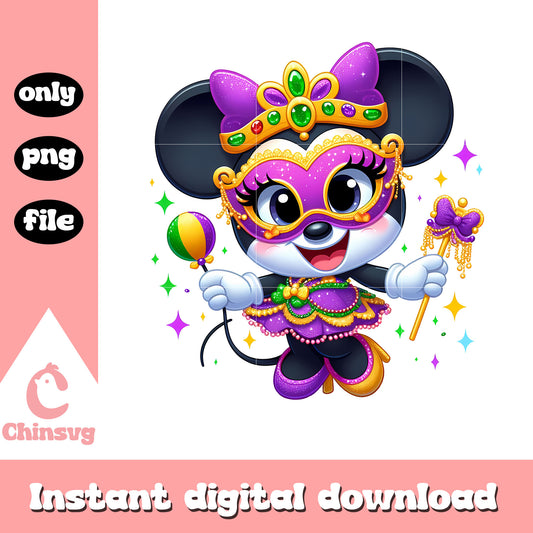 Cute minnie and mardi gras crown png, mardi gras png, minnie png