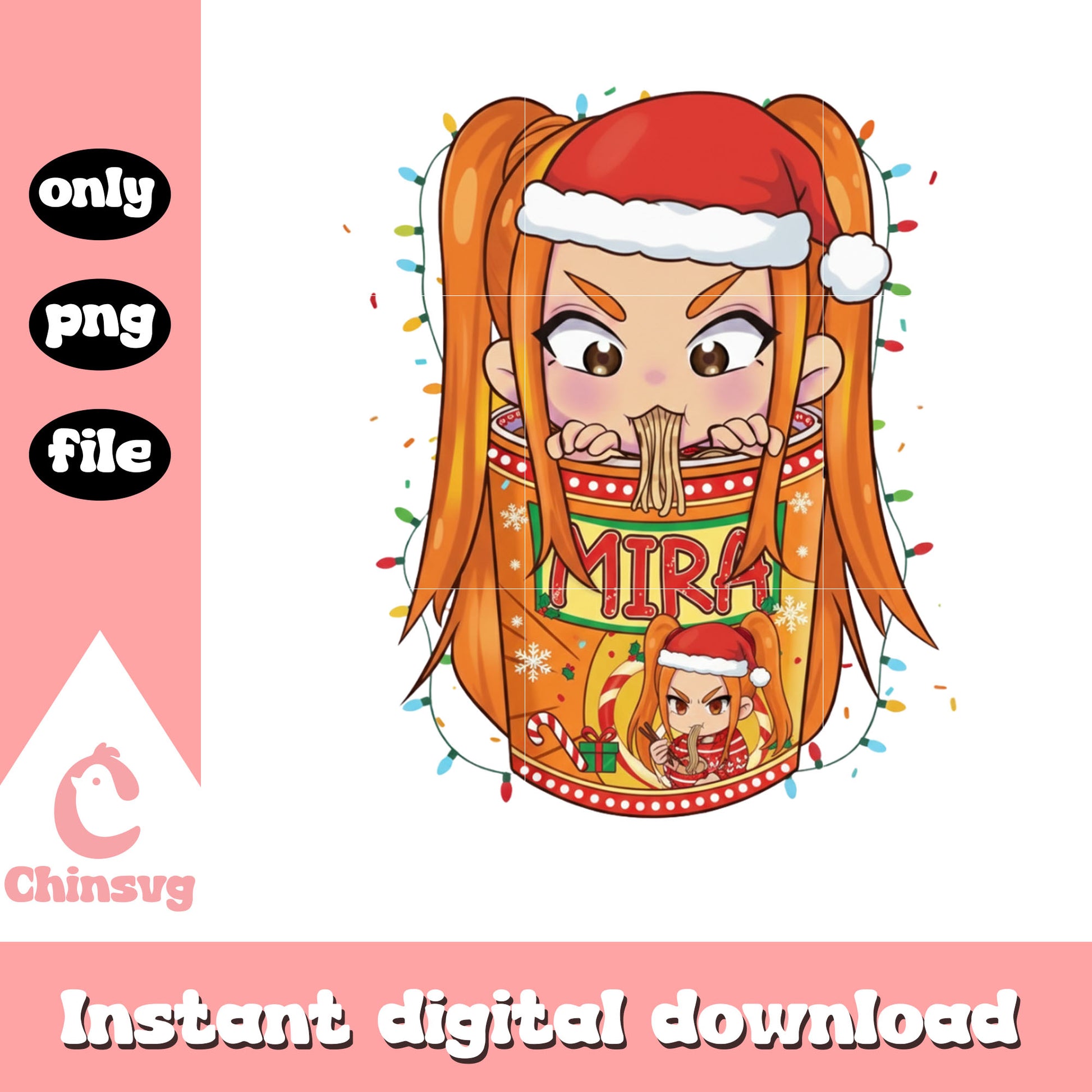 Cute mira face kpop hunters ramyeon christmas png, mira kpop png