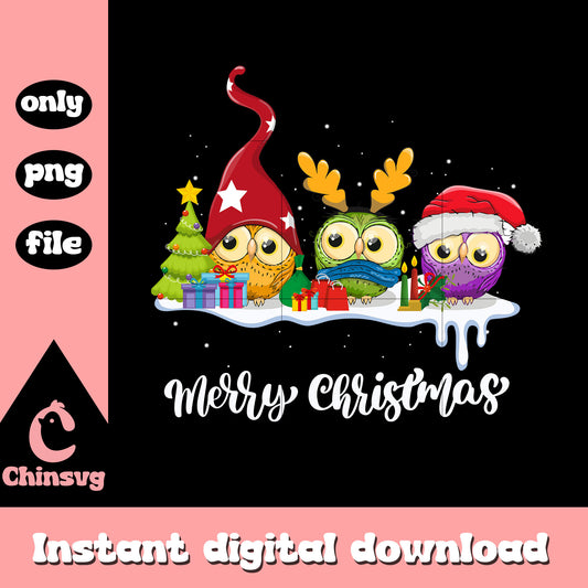 Cute owl merry christmas png, disney world christmas png