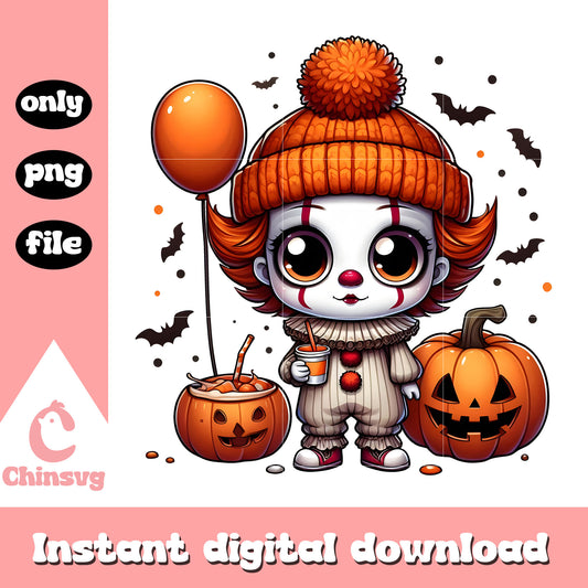Cute pennywise pumpkin it fall png, Cute pennywise chibi pumpkin png