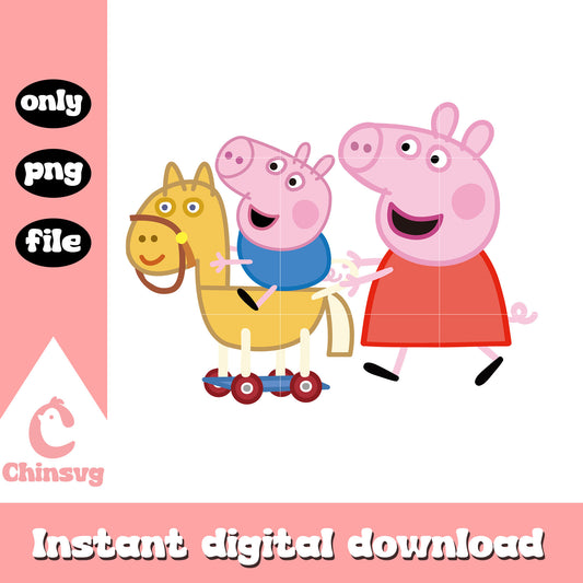 Cute peppa and george pig siblings design png, george peppa pig png