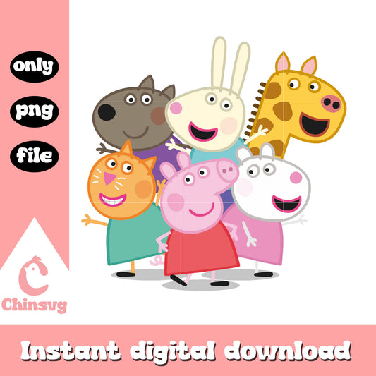 Cute peppa pig and friends design png, peppa pigs friends png