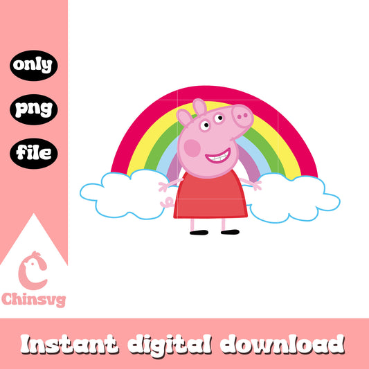Cute peppa pig character rainbow clipart png, peppa pig art png