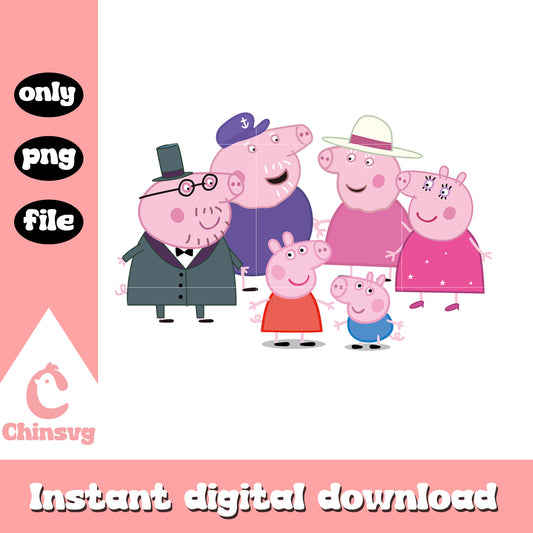 Cute peppa pig family design png, peppa pig world png
