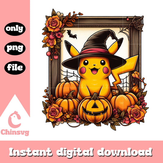 Cute pikachu and halloween pumpkin png, pokemon png, cartoon png