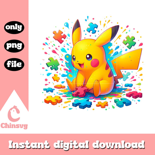 Cute pikachu autism png, autism awareness png, pokemon png