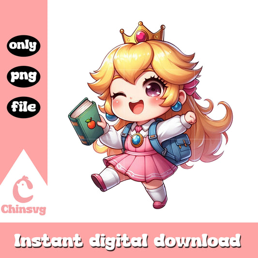 Cute princess peach character back to school png, high school png