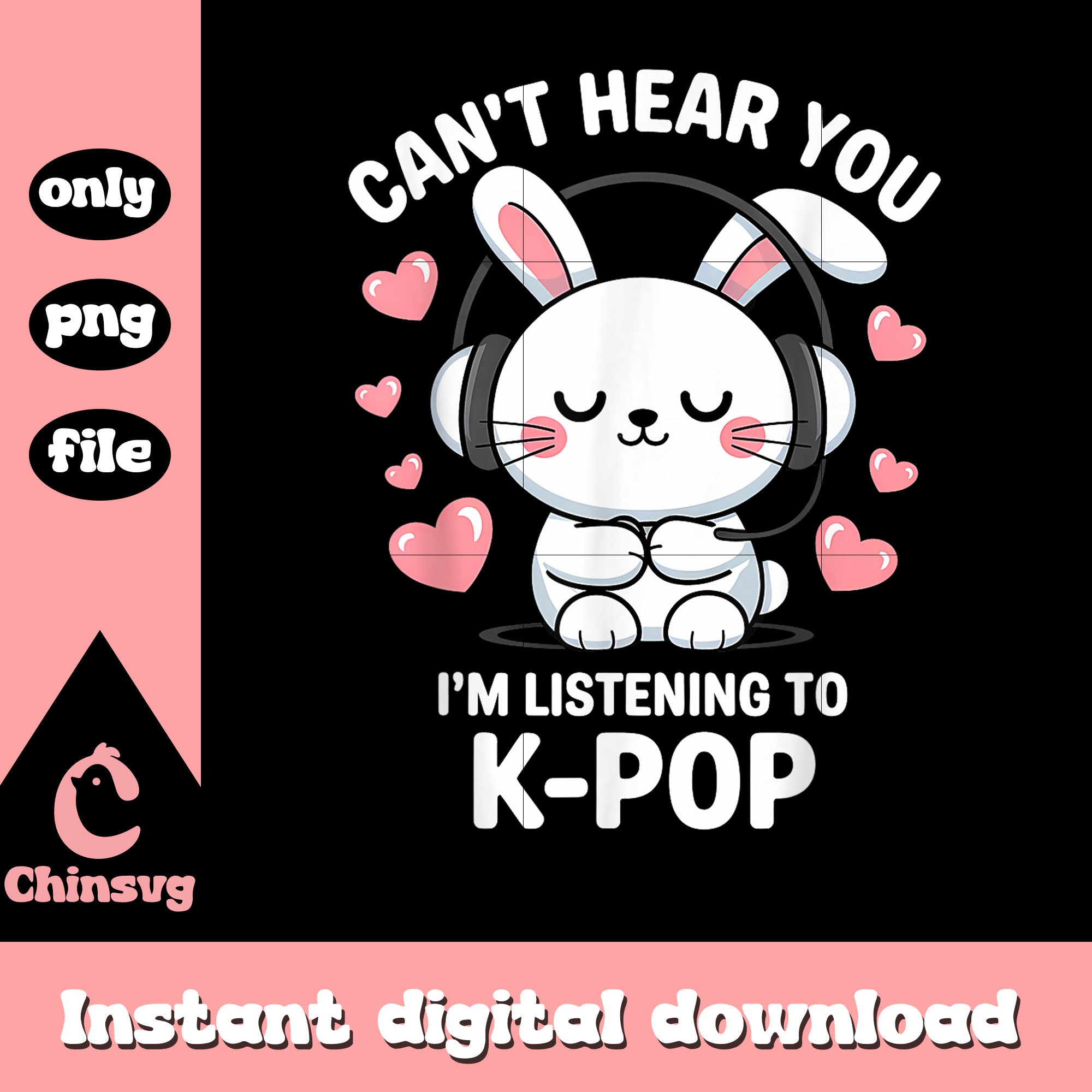 Cute rabbit can't hear you i'm listening kpop png, music png – Chinsvg