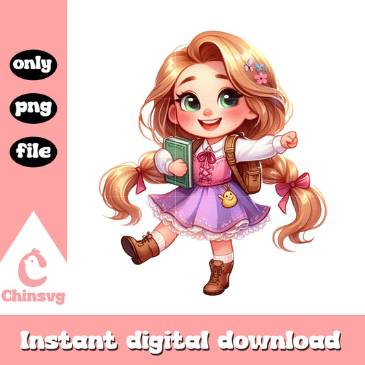 Cute rapunzel at school png, disney princess png