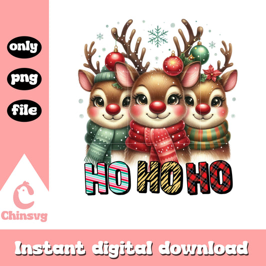 Cute reindeer ho ho ho christmas png, cute christmas reindeer​ png