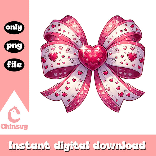 Cute ribbon heart pattern png, valentine ribbon png, valentine png