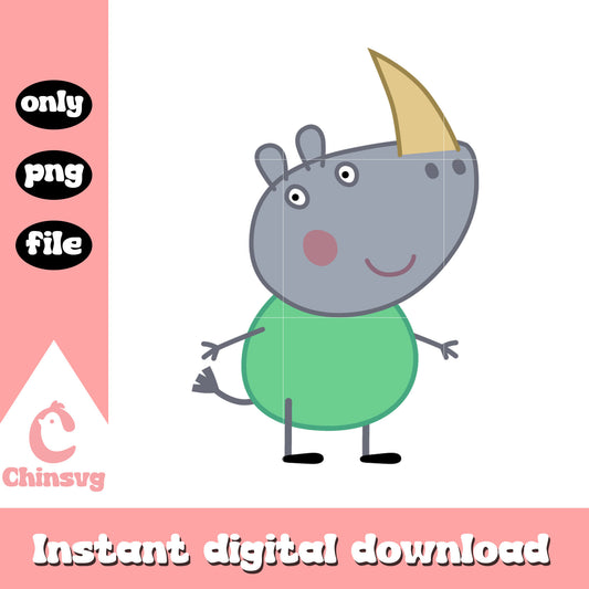 Cute rohan rhinoceros character png, rohan rhinoceros peppa pig png