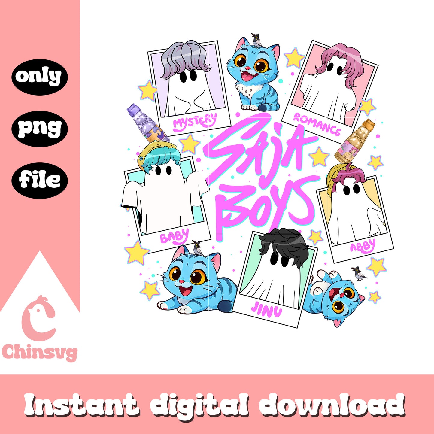 Cute saja boys halloween ghost png, kpop boy bands png
