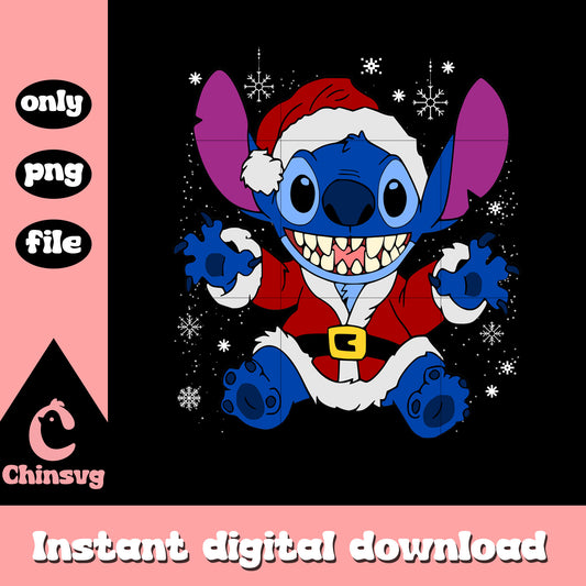 Cute santa stitch christmas design png, stitch christmas png