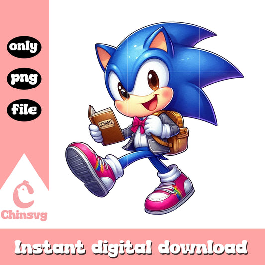 Cute sonic character go to school png, school shooting png