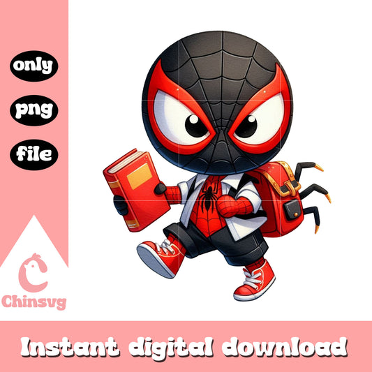 Cute spider man black and spider bag png, school supplies png