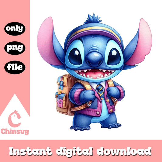 Cute stitch character go to school png, walt disney schools png