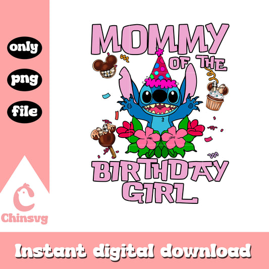Cute stitch mommy of the birthday girl png, disney birthday png