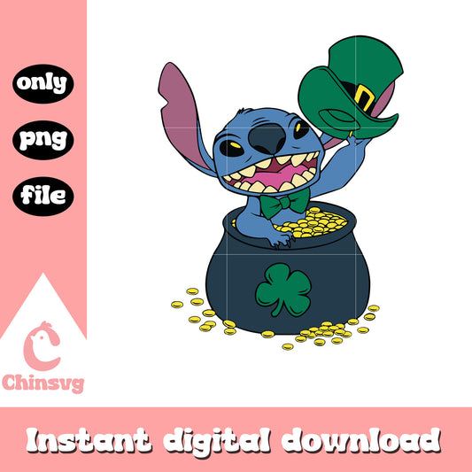 Cute stitch saint patrick hat png, st. patrick's day png