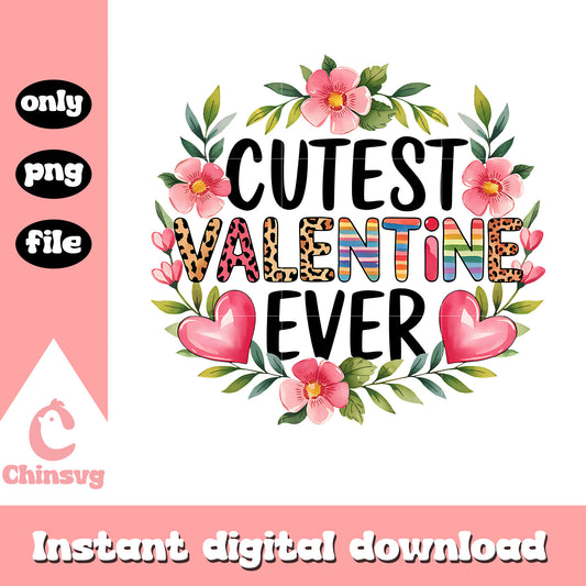 Cutest valentine ever circle flower png, happy valentine's day png