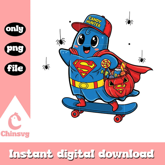 Cute superman candy skateboard halloween png, superman halloween png
