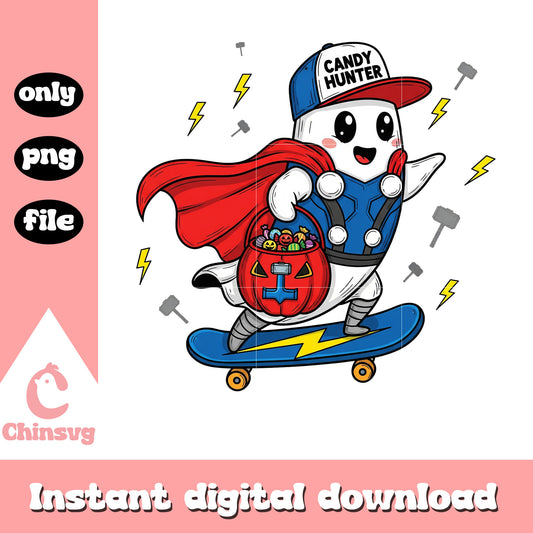 Cute thor candy skateboard halloween png, halloween thor png