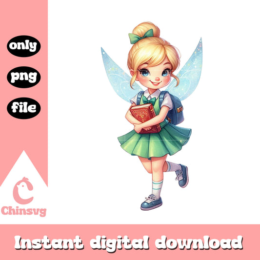 Cute tinker bell on school day png, tinker bell princess png
