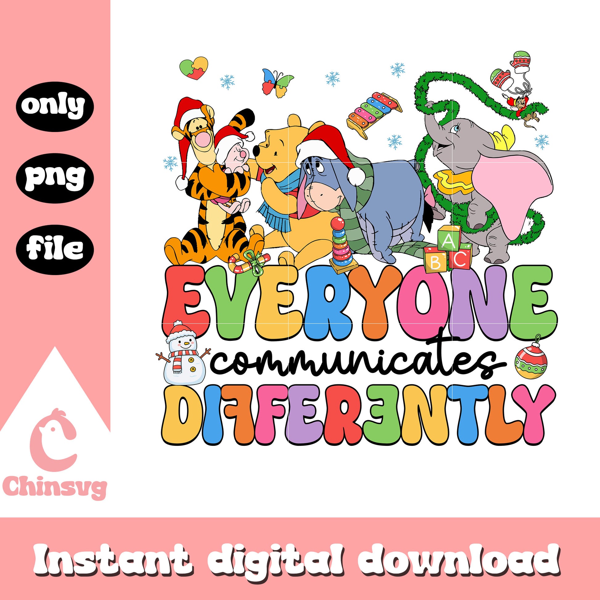 Cute winnie the pooh christmas collection png, disney christmas​ png