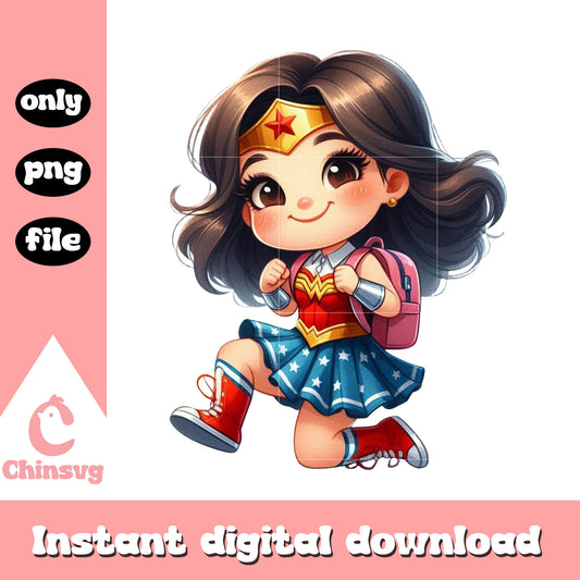 Cute wonder woman is learning png, magic school ai png, marvel png